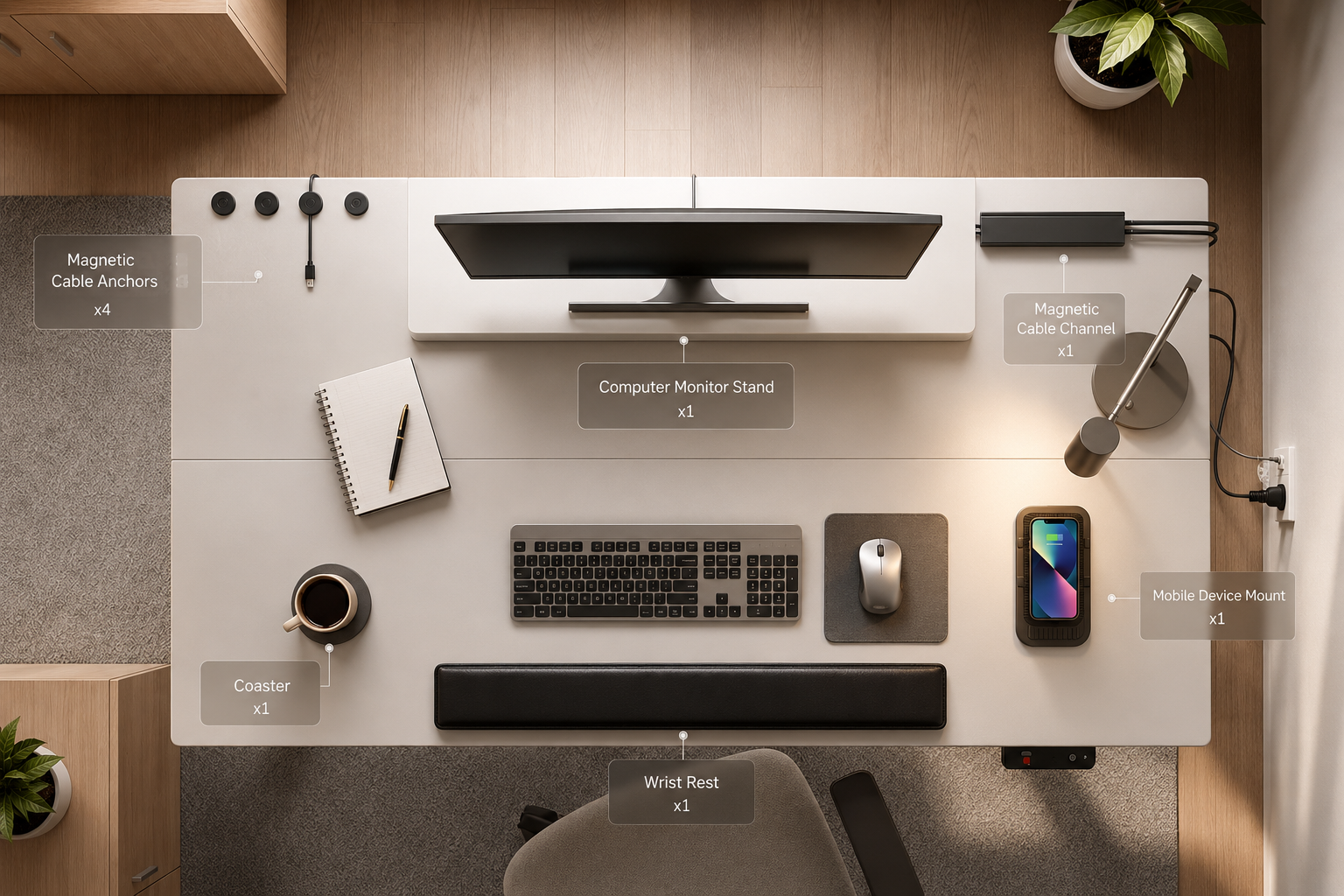 GTPLAYER integrated cable management and modular desktop accessories