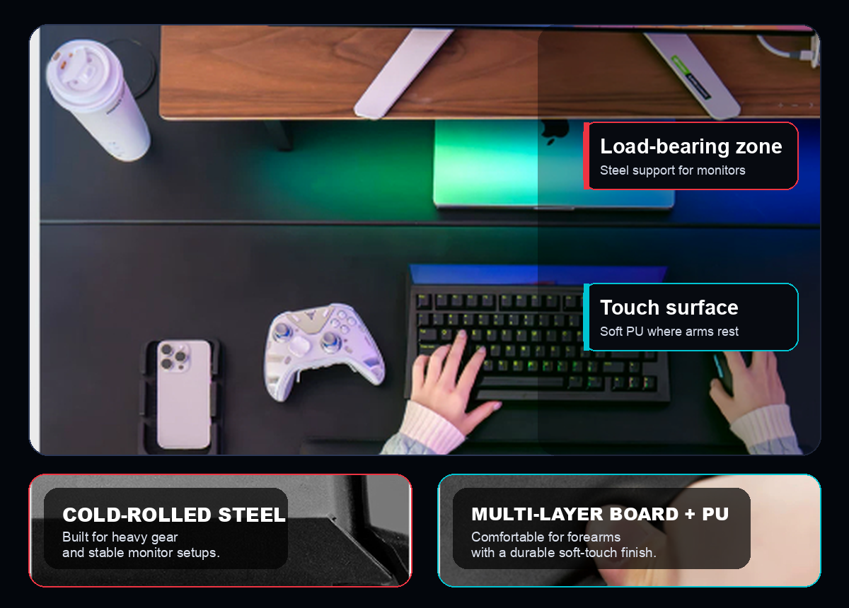 GTPLAYER hybrid dual-texture work surface