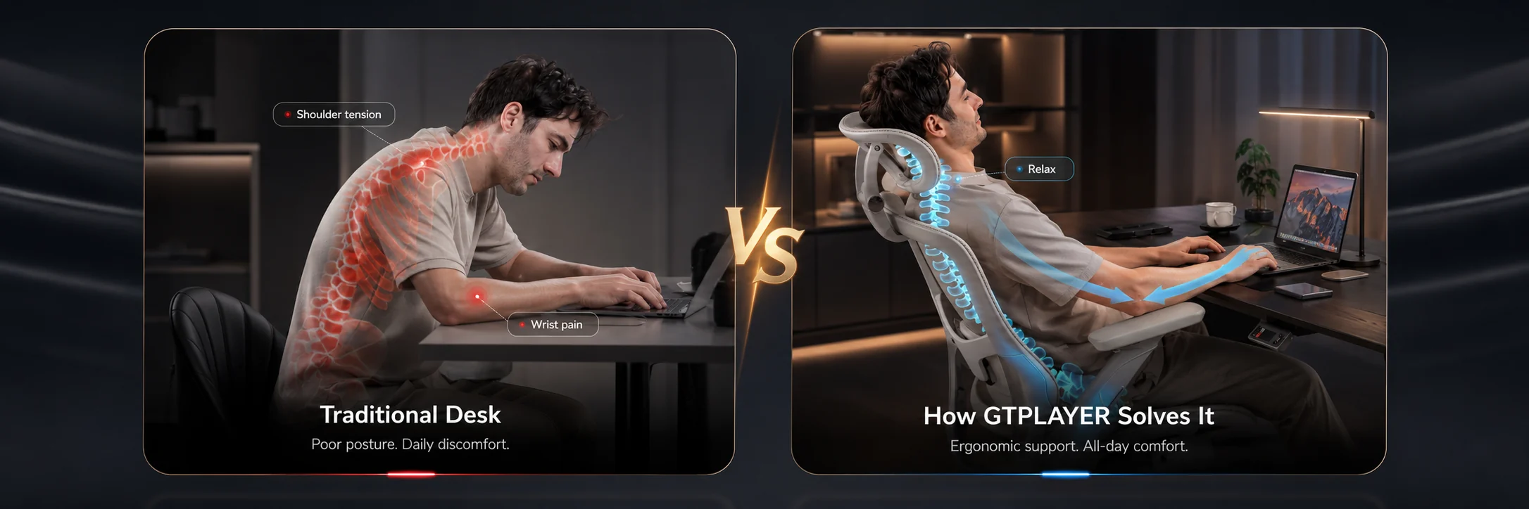 Traditional desk vs ergonomic solution